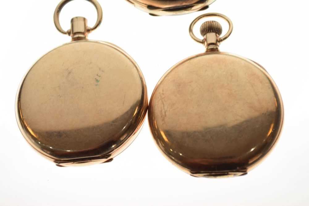 Two gold-plated open face pocket watches and two cases - Image 3 of 6