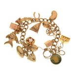 9ct gold curb-link charm bracelet