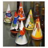 Clarice Cliff limited edition ceramics - Six conical sugar sifters