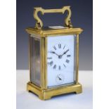 Frennch brass carriage timepiece with alarm