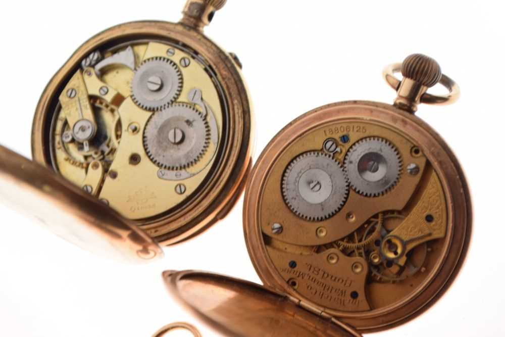 Two gold-plated open face pocket watches and two cases - Image 6 of 6