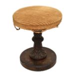 Leaf-carved circular stool