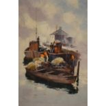Antony Warren - Oil on canvas, Quayside scene