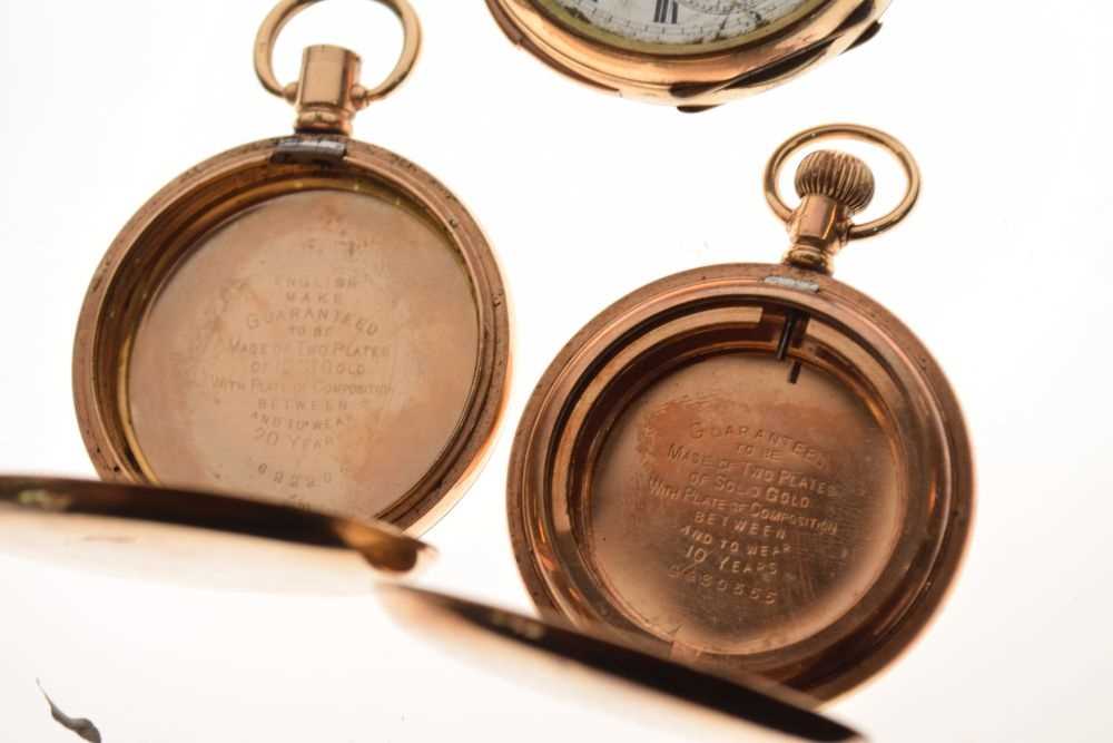 Two gold-plated open face pocket watches and two cases - Image 2 of 6