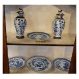 Group of Asian blue and white ceramics