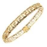 9ct gold diamond bracelet of Greek Key design