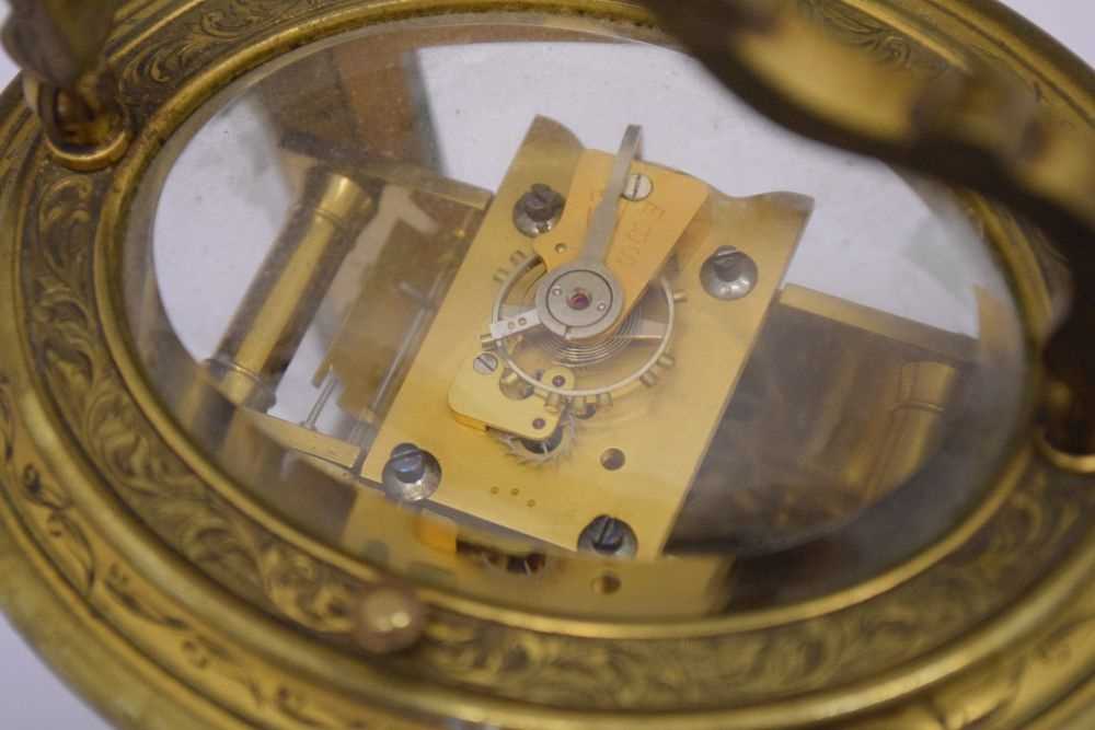 Oval engraved brass-cased repeater carriage clock - Image 7 of 9