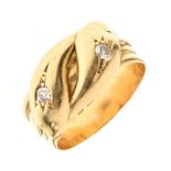 Diamond set double serpent 18ct gold ring,