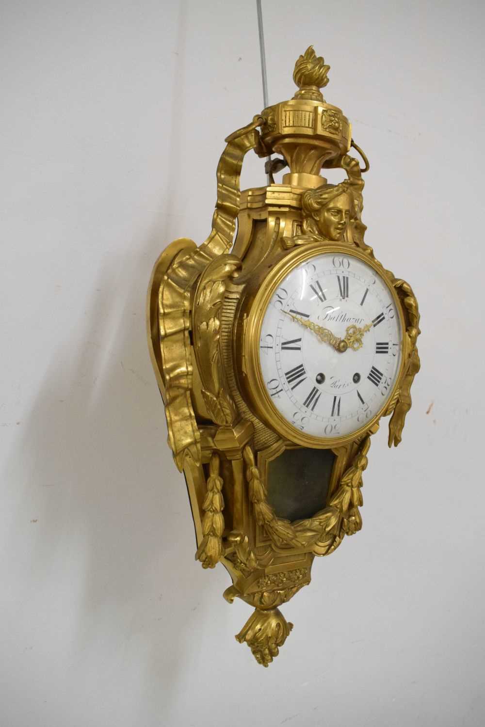 19th Century French brass cartel clock - Image 4 of 6