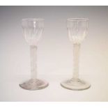 Pair of 18th Century opaque twist wine glasses