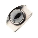 Georg Jensen hematite cabochon set silver ring