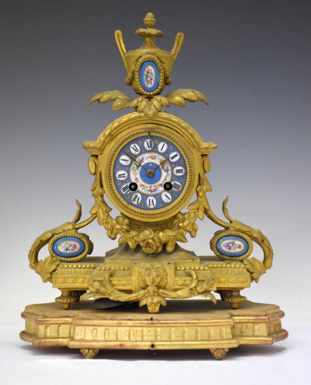 Mid 19th Century French porcelain-mounted mantel clock