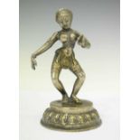 19th Century South Indian (Deccan) silvered bronze figure of a dancer