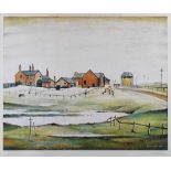 After Lawrence Stephen Lowry - Landscape with farm buildings