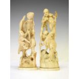 Two Japanese carved ivory okimono