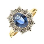 Sapphire and diamond cluster ring