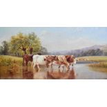 William Vivian Tippett (1833–1910) - Oil on canvas - Cattle watering