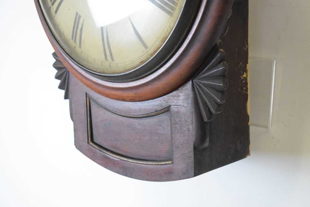Mid 19th Century mahogany-cased single-fusee drop-dial wall clock - Image 3 of 9