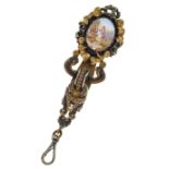 French metal single suspension chatelaine