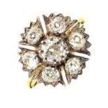 Seven-stone diamond cluster ring,