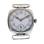 Rolex - Gentleman's silver cased manual wind Trench watch head