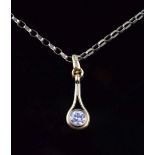 Single stone diamond 18ct gold pendant