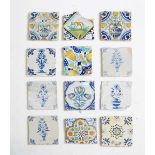 Seven 17th Century Dutch Delft polychrome tiles