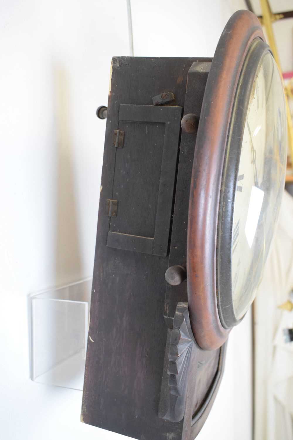 Mid 19th Century mahogany-cased single-fusee drop-dial wall clock - Image 5 of 9
