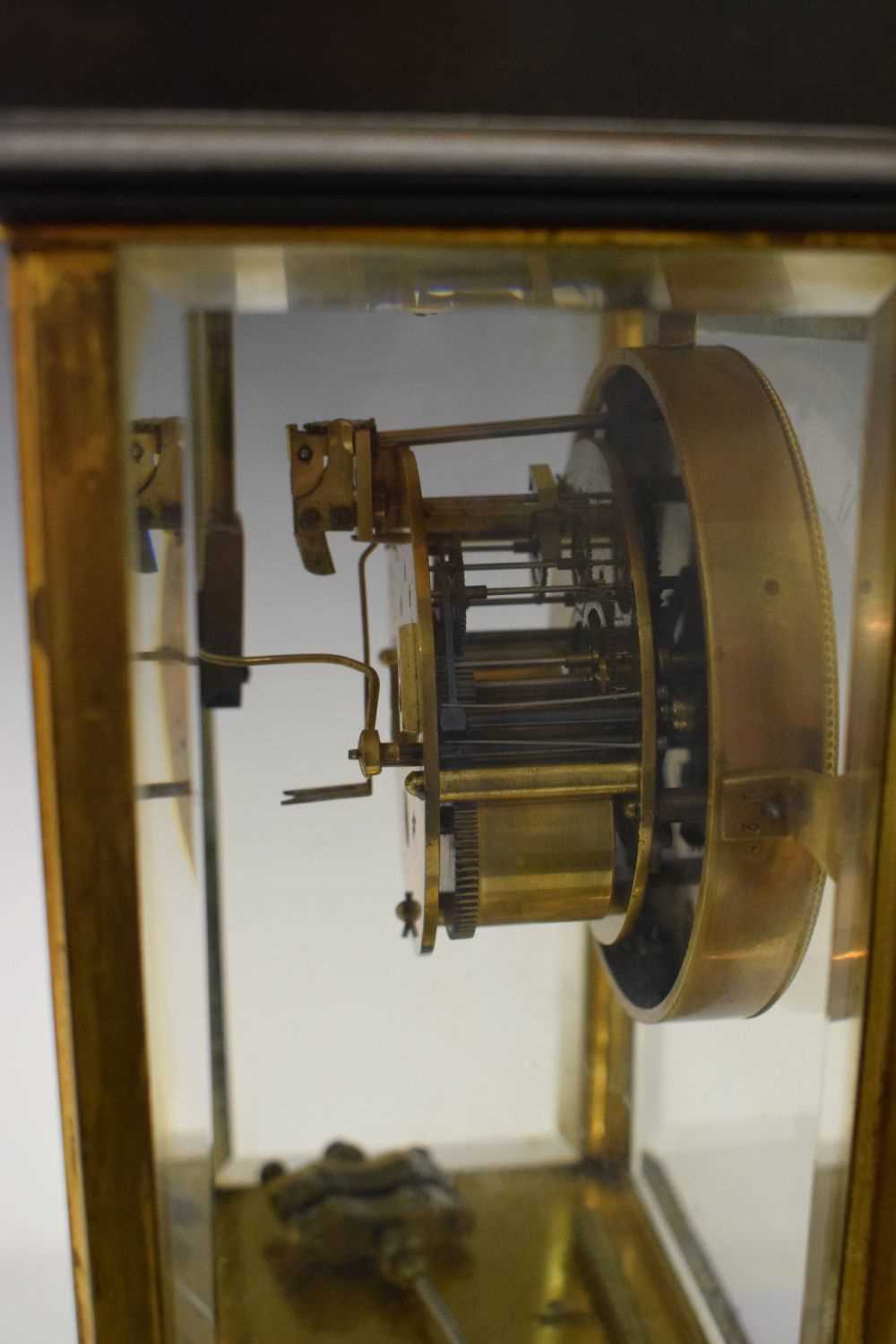 French lacquered and anodised brass four-glass mantel clock - Image 9 of 10