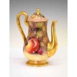 Royal Worcester porcelain fruit-painted coffee pot, J. Smith