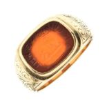 9ct gold carnelian intaglio ring,