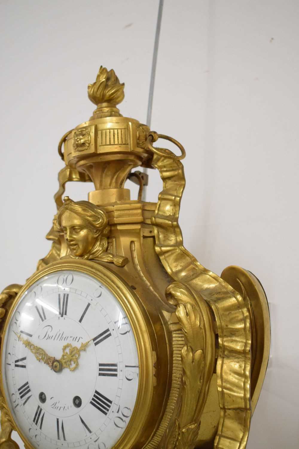 19th Century French brass cartel clock - Image 3 of 6