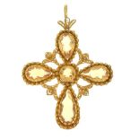 Georgian style citrine cross pendant