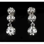 Pair of early 20th Century diamond drop earrings