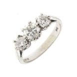 Three-stone diamond 18ct white gold ring