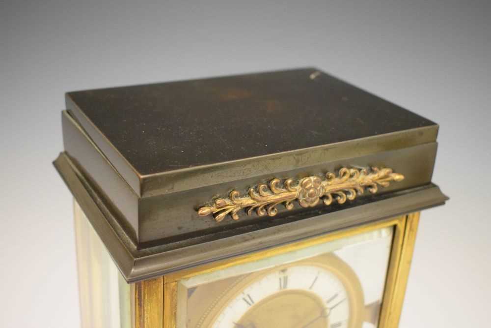 French lacquered and anodised brass four-glass mantel clock - Image 2 of 10