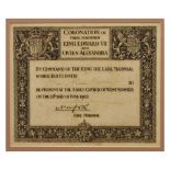Edward VII Coronation invitation (framed)