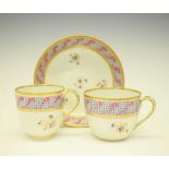 Derby trio of coffee and tea cup and saucer, circa 1785