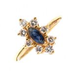 Sapphire and diamond cluster ring