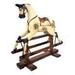 Late 19th or early 20th Century dapple grey painted wooden rocking horse