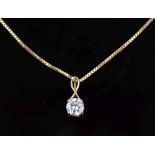 Single stone diamond pendant on chain