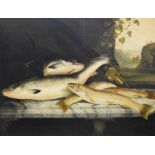 Angling Interest - Late 19th Century oil on canvas - Still life with fish