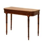 George III inlaid mahogany fold over card table