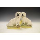 Pair of Staffordshire-type semi-porcelain spaniels