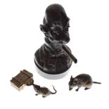 Ally Sloper lighter, bronze mice