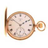 George VI 9ct gold half hunter cased pocket watch