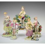 Group of figures to include Bow Spring, Flower Seller etc