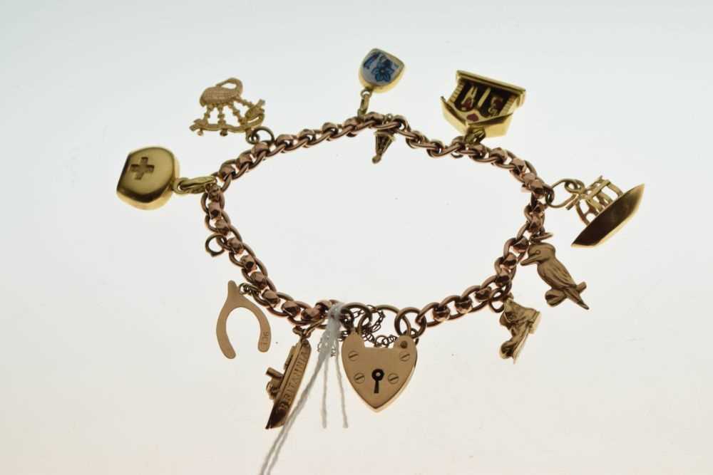 9ct rose gold charm bracelet