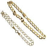 Two 9ct gold curb-link bracelets