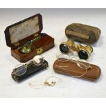 Opera glasses, glasses and weight set